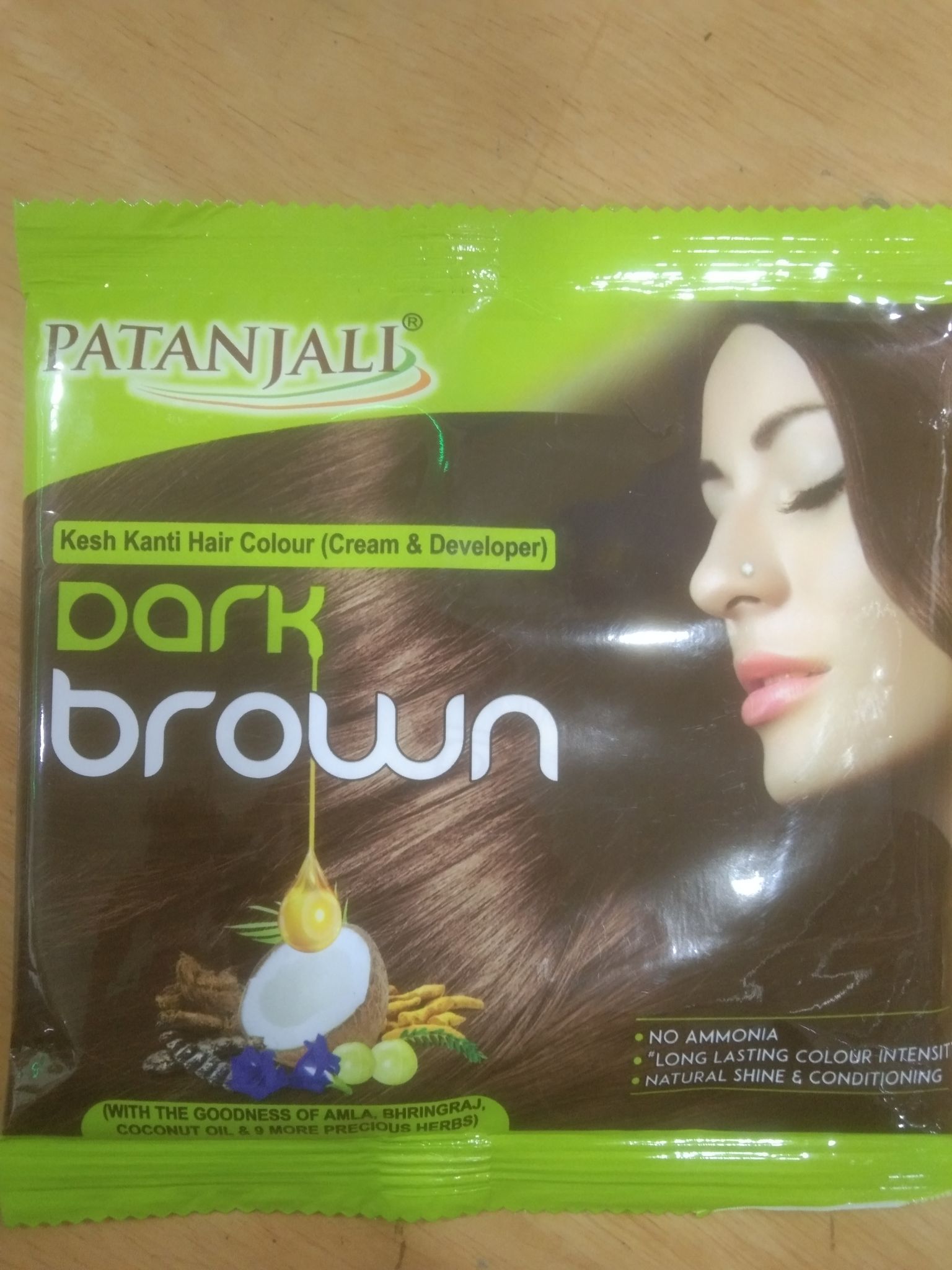 Patanjali Kesh kanti hair colour (cream & developer) Dark Brown 