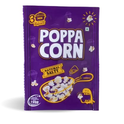 Poppacorn Instant Popcorn 700gms | Imported Raw Maize | Popcorn Kernels 35gx20 pouches | Ready to Cook | High Expansion | Homemade Healthy Snack | Natural Salty Popcorn | Pack of 20 (700g, Natural Salty)