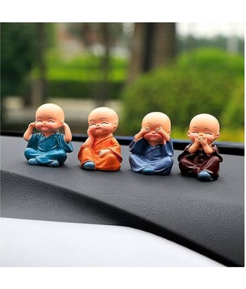 AFTERSTITCH monk set of 4 Acrylic Buddha Idol 6 x 4 cms Pack of 4