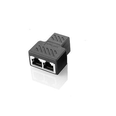 RJ45 Splitter Connectors Adapter jointer 1X2 Ethernet Splitter Coupler Double Socket Hub Interface For Personal Computer, Laptop (Black)
