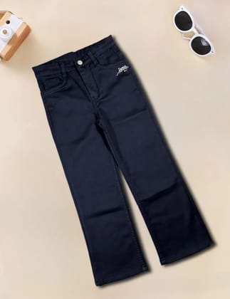 Girls Black Straight Fit Jeans [GJ-933]  (9-14Years)-11-12Y (Size - 36) / Black / Denim