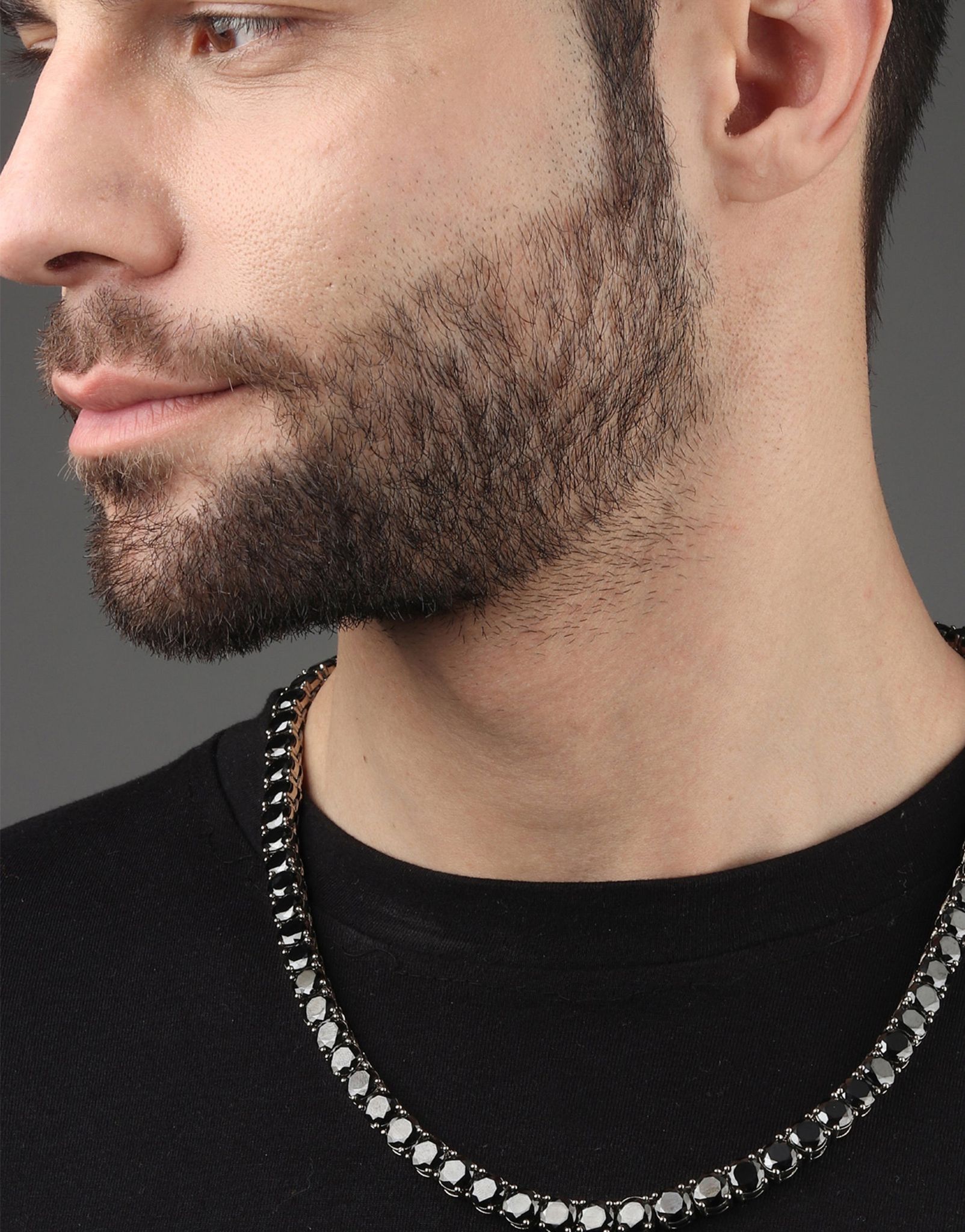 Tennis Chain 8mm - Black-20 Inches / Black Onyx