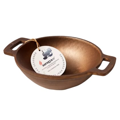 Aarogyam Cast Iron Round Kadai 7 (Colour - Black) by Aarogyam - The Cast Iron Shop