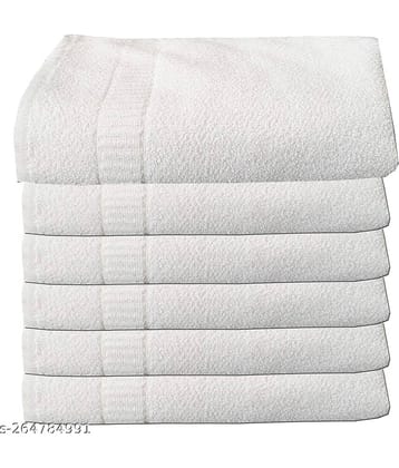 MILAP Pack of 6 Cotton 250-300 -GSM Hand Towel ( White )