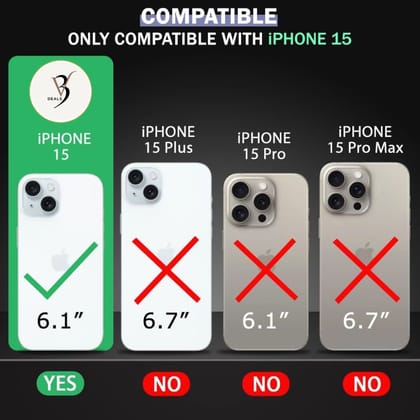 V3Deals Crystal Clear Hard Transparent Case Compatible with iPhone 15 | Slim Shockproof Protective Back Cover | Raised Camera Lens Guard | Scratch Resistant Hard Shell (iPhone 15)