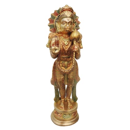Brass Standing Hanuman Ji God Idol - Powerful Devotional Statue, Height : 17 Inch (BSMAS498)