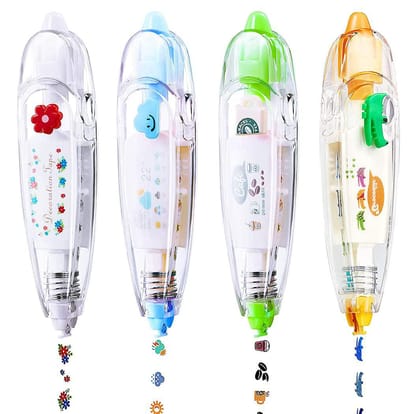 ANSH Tape Pen Sticker Correction Tape Pen Animal Letter Cute Cartoon Push Tape Writing Decorative Correction Tape for Diary Stationery School Supplies