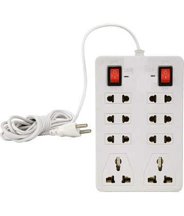 SOYEN 8 Socket Extension Cord With Individual Switches FUSE Led Indicator (White Socket Extension Board