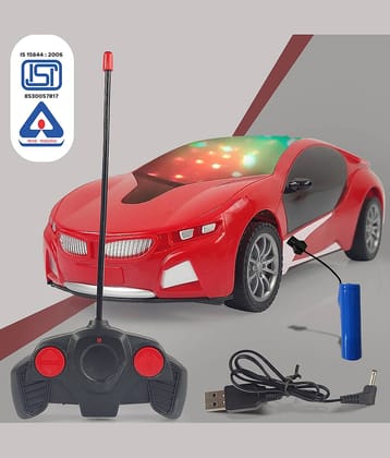 NHR 3D lighting kids high speed rechargeable remote control Car for 3+ Years  (Red)