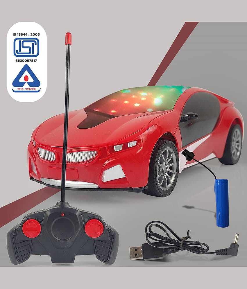 NHR 3D lighting kids high speed rechargeable remote control Car for 3+ Years  (Red)