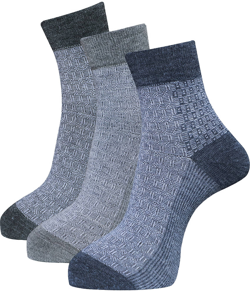 Dollar - Woollen Men's Self Design Multicolor Ankle Length Socks ( Pack of 3 )