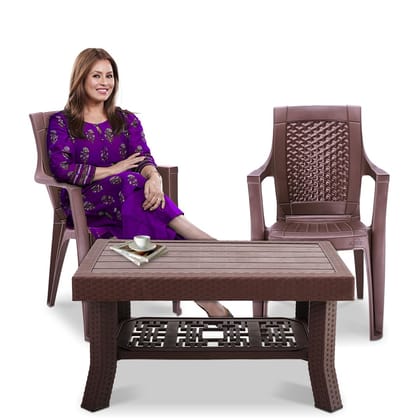 MAHARAJA Plastic Furniture Set | Comfortable Chairs with Matching Table | Sturdy & Stylish | Multi-Purpose Use