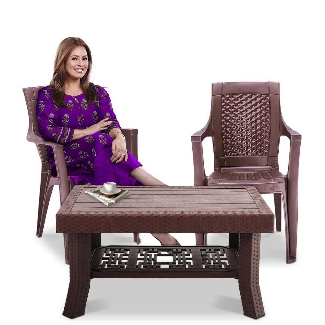 MAHARAJA Plastic Furniture Set | Comfortable Chairs with Matching Table | Sturdy & Stylish | Multi-Purpose Use