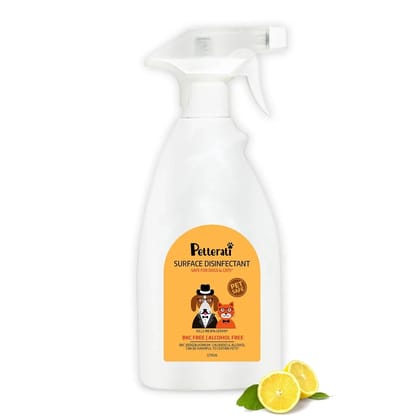 Petterati Surface Disinfectant for Removing Pee Odor & Mess, Cleaning Pet Toys - Citrus (500 ML) | Pet-Safe & BKC-Free | Kills 99.9% of Germs
