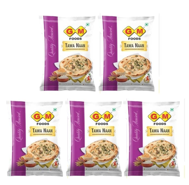 GM Foods Tawa Naan Flour Instant Mix 400g (Pack of 5) | Soft & Fluffy Indian Flatbread Mix for Stovetop Cooking | Easy to Knead | Homemade Naan Without Tandoor | For Curry, Wraps & Daily Meals | No Preservatives
