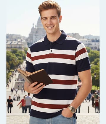 GET GOLF Men Cotton Blend Regular Fit Striped Polo T Shirt ( Multicolor )