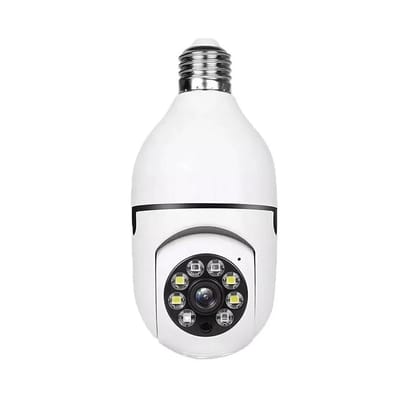 Wi-Fi Smart Home Security Bulb Shape Camera, 24x7 Continuous Recording with Motion Sensor LED Lights