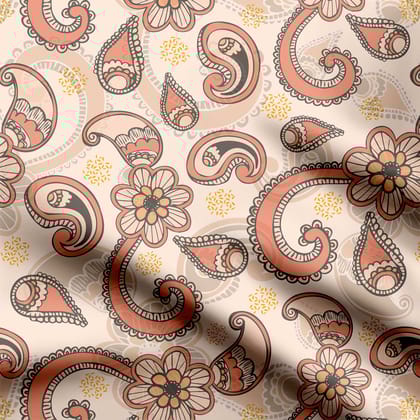 Orange Paisley With Flower-Cotton