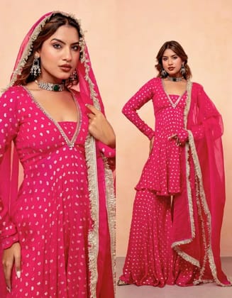 Beautiful Designer Party Wear Short Suits Palazzo Beautiful Designer Party Wear Short Suits Palazzo
