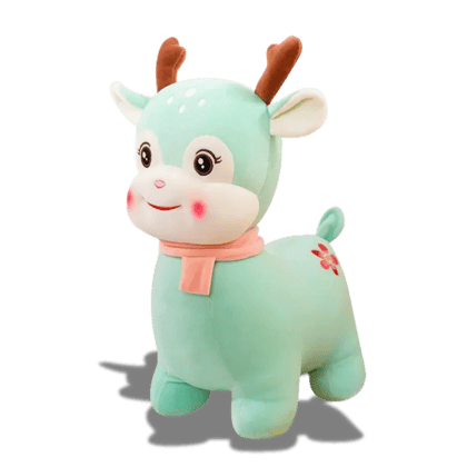CuddleNest Adorable Plush Deer Scarf Soft Toy for Kids  Snuggly, Green, and 30 cm of Cuteness Green color