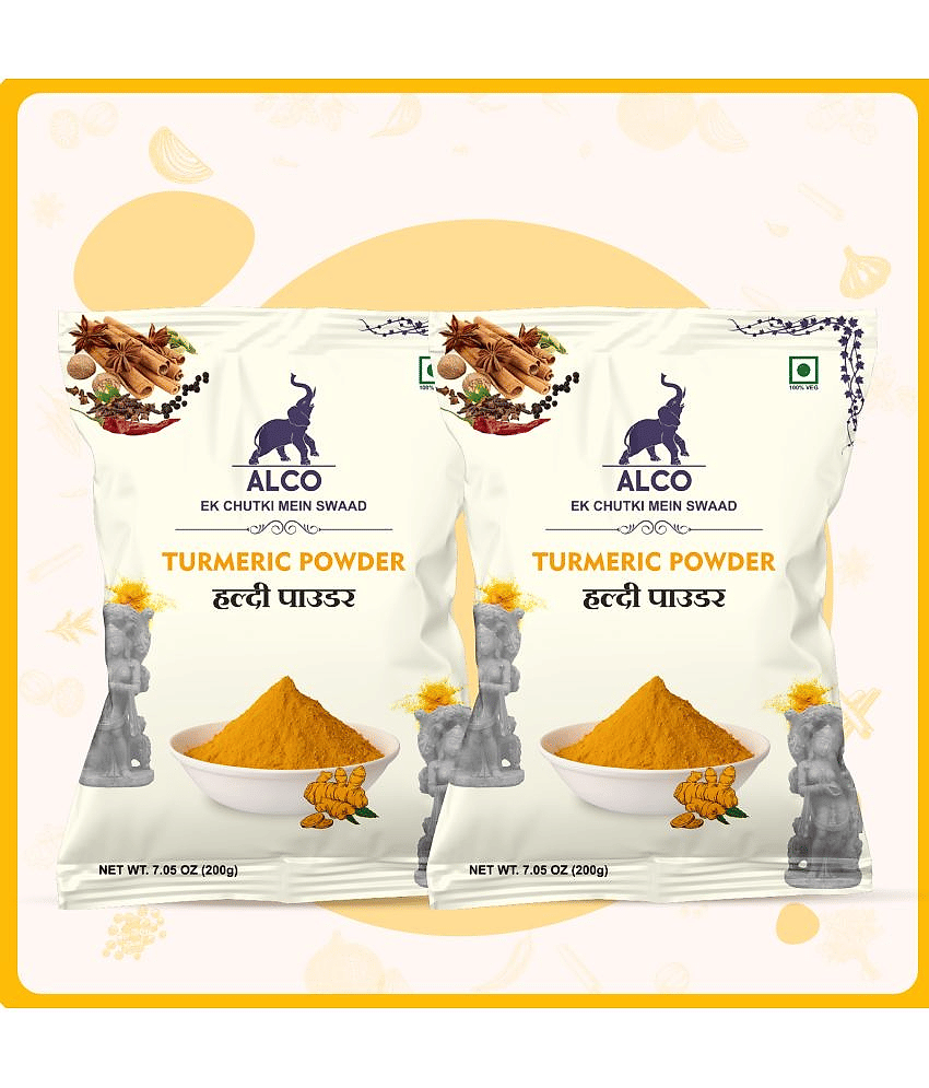 Alco Spices - Haldi (Turmeric) 200 gm each ( Pack of 2 )