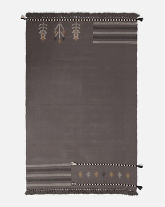 Bianca Extra Weft Dhurry-Medium Black / 48" X 72" / Cotton x Cotton