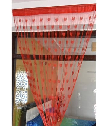 Handloomwala Abstract Transparent Rod Pocket Curtain 6.5 ft ( Pack of 1 ) - Red