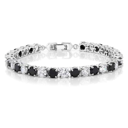 Classic Round Cubic Zirconia Black Spinel Tennis Bracelet For Women