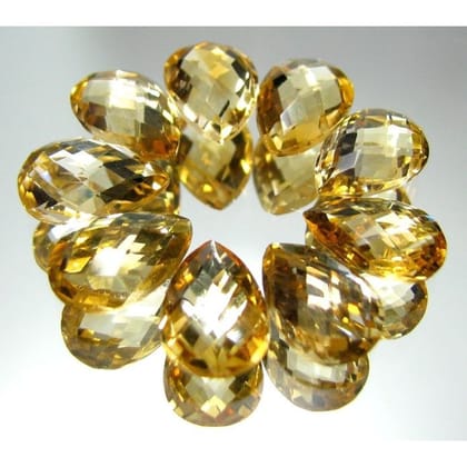 9pc 12X8mm Natural Citrine briolette Pear Cut Gems lot