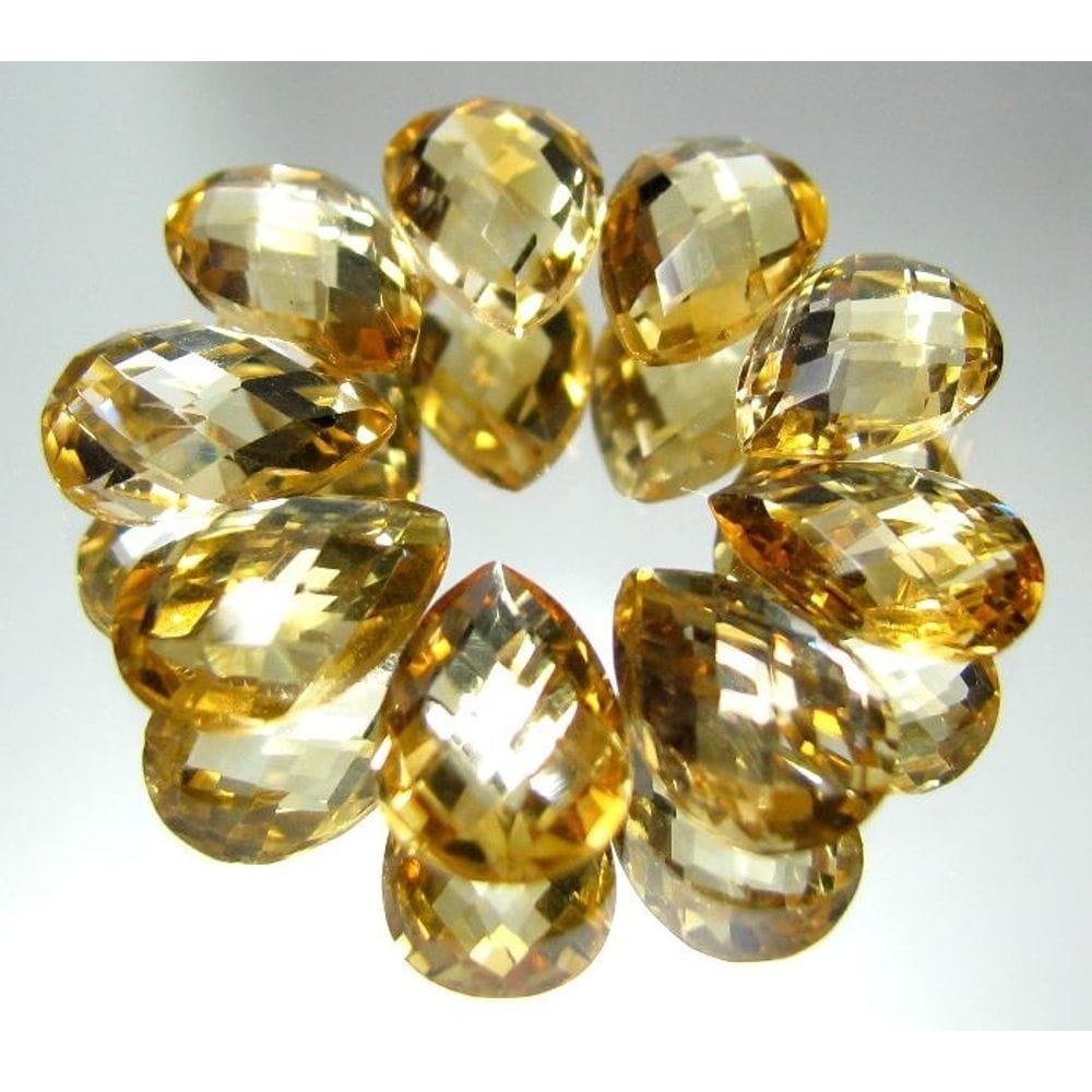 9pc 12X8mm Natural Citrine briolette Pear Cut Gems lot