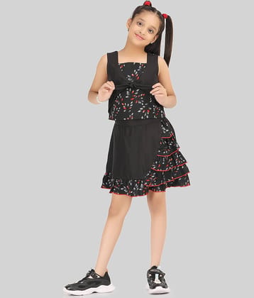 Being Naughty Pack of 1 Girls Polyester Top With Skirt ( Black )