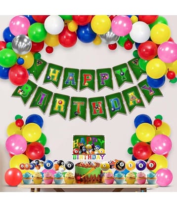 Zyozi Pool Party Supplies Pool Birthday Party Decorations Include Pool Birthday Banner,Balloons,Cake Topper & Cupcake Topper(Pack of 37)