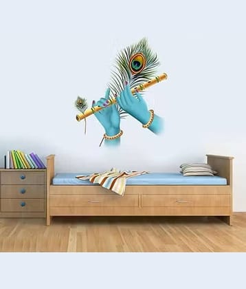 Krishna Flute in Hands Vinyl Wall Sticker for Living Room Self Adhesive Sticker  (Pack of 1)