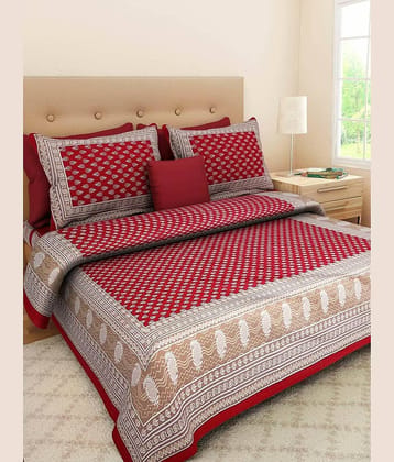 Cosito Cotton 1 Double Bedsheet with 2 Pillow Covers ( Multicolor )
