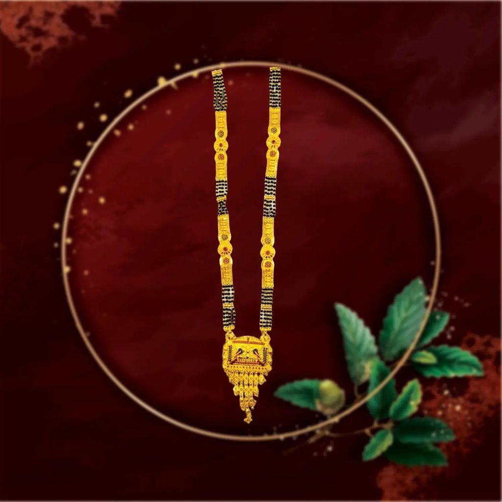 Gold-Plated Mangalsutra with Black Beads for Women