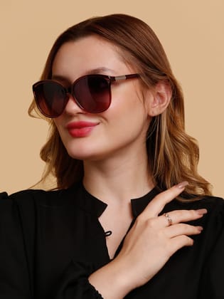 SUNNIES Large Full Frame Metal.Plastic Cat Eye Solid Polarized Women Sunglasses-SNS-11709-C042