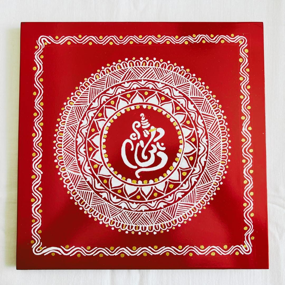 Himadri Emporium Ganesha Aipan Artwork Acrylic Glossy Frame