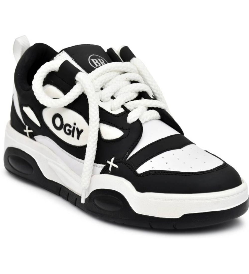 Mens Solid Synthetic Casual Shoes Size 8 (Black)