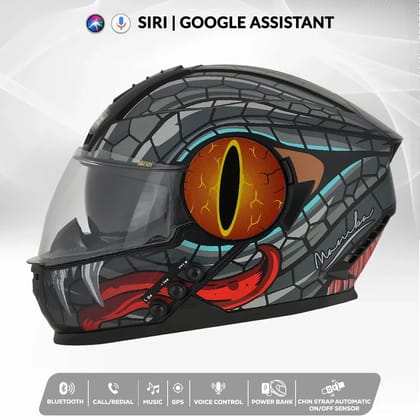 H4 Air Mamba Matt Grey Smart Bluetooth Full-face Double Visor Helmet M-58