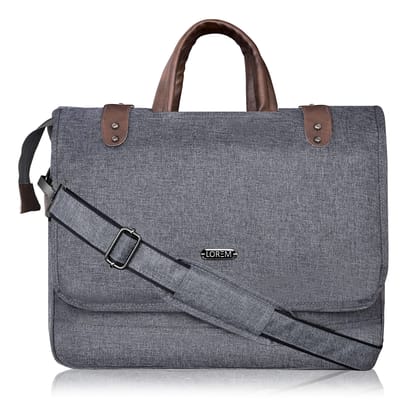 LOREM Grey & Brown Color Faux Leather 10L Laptop Messenger Bag For Men BG51