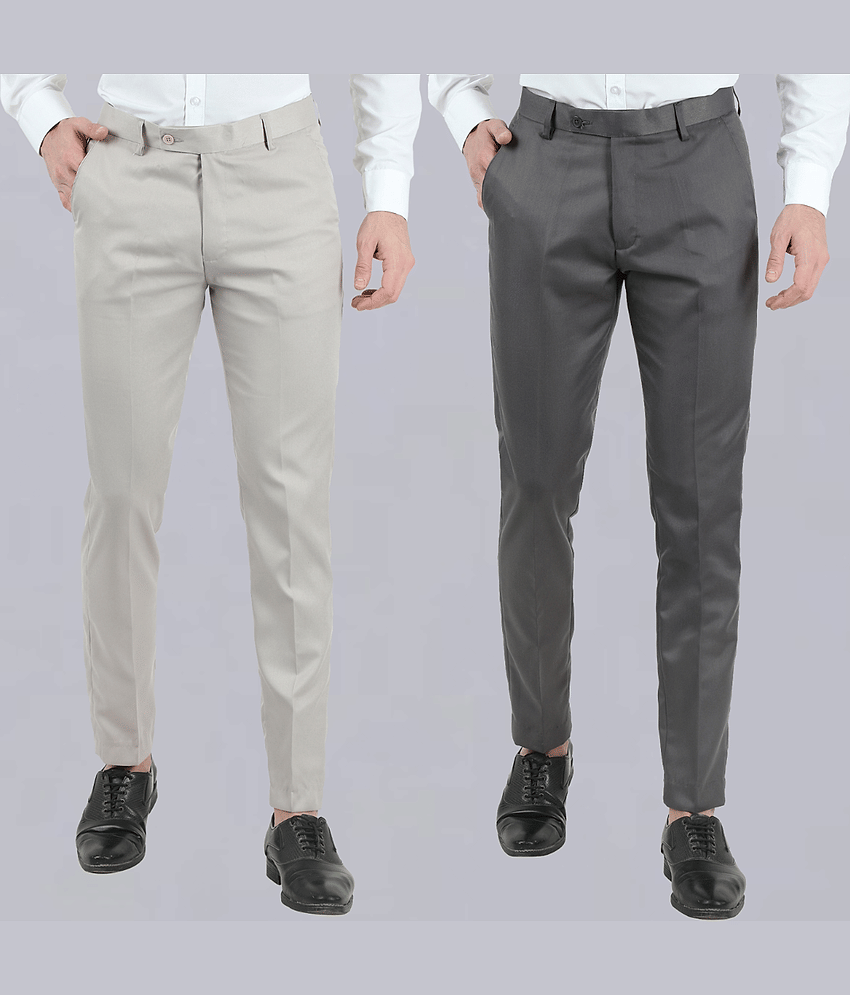 VEI SASTRE Multicolored Slim Formal Trouser ( Pack of 2 )
