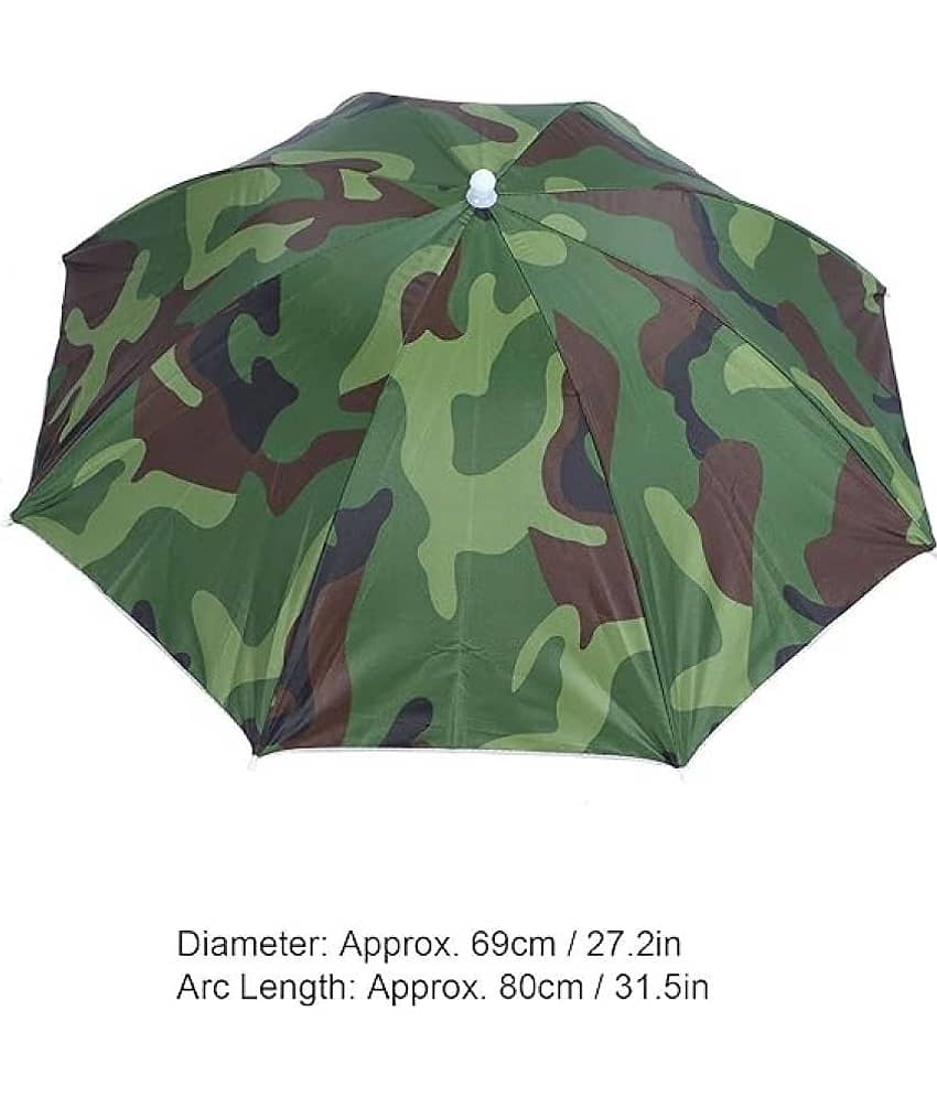 Infispace Headwear Cap Umbrella Army Color Soft Durable, Adjustable Elastic, (21) Size Fits All Ages Plastic Hat Cap Umbrella for Kids, Men/Women and Adults Rain Protection Headwear Hat Umbrella (Army) Pack of 1