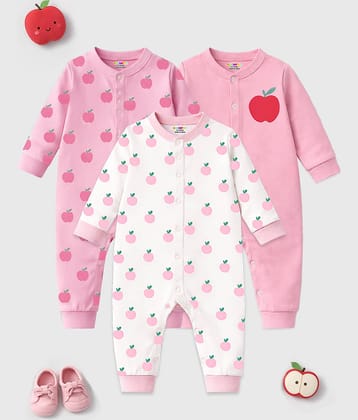 Kuchipoo Pack of 3 Baby Girls Cotton Rompers ( Multicolor 1 )