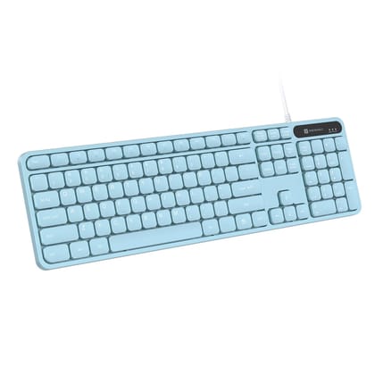 Portronics Ki Pad 3, Multimedia Hotkeys, Full-size Layout, Large Keycaps, 1.5m USB Cable (Blue)