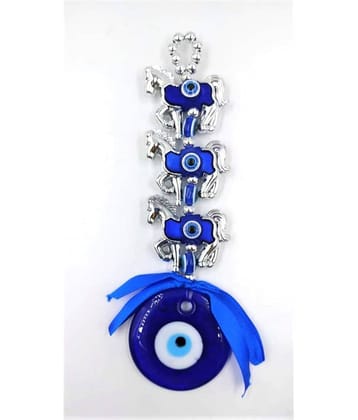 Turkish Feng Shui Evil Eye 3 Running Horses Good Luck Charm Hanging in Glass Wall and Car Hanging
