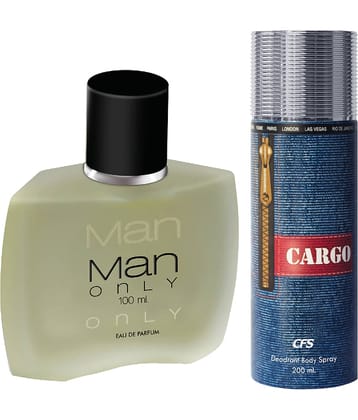 CFS Man Only Black EDP Long Lasting Perfume & Cargo Blue Deodorant Body Spray