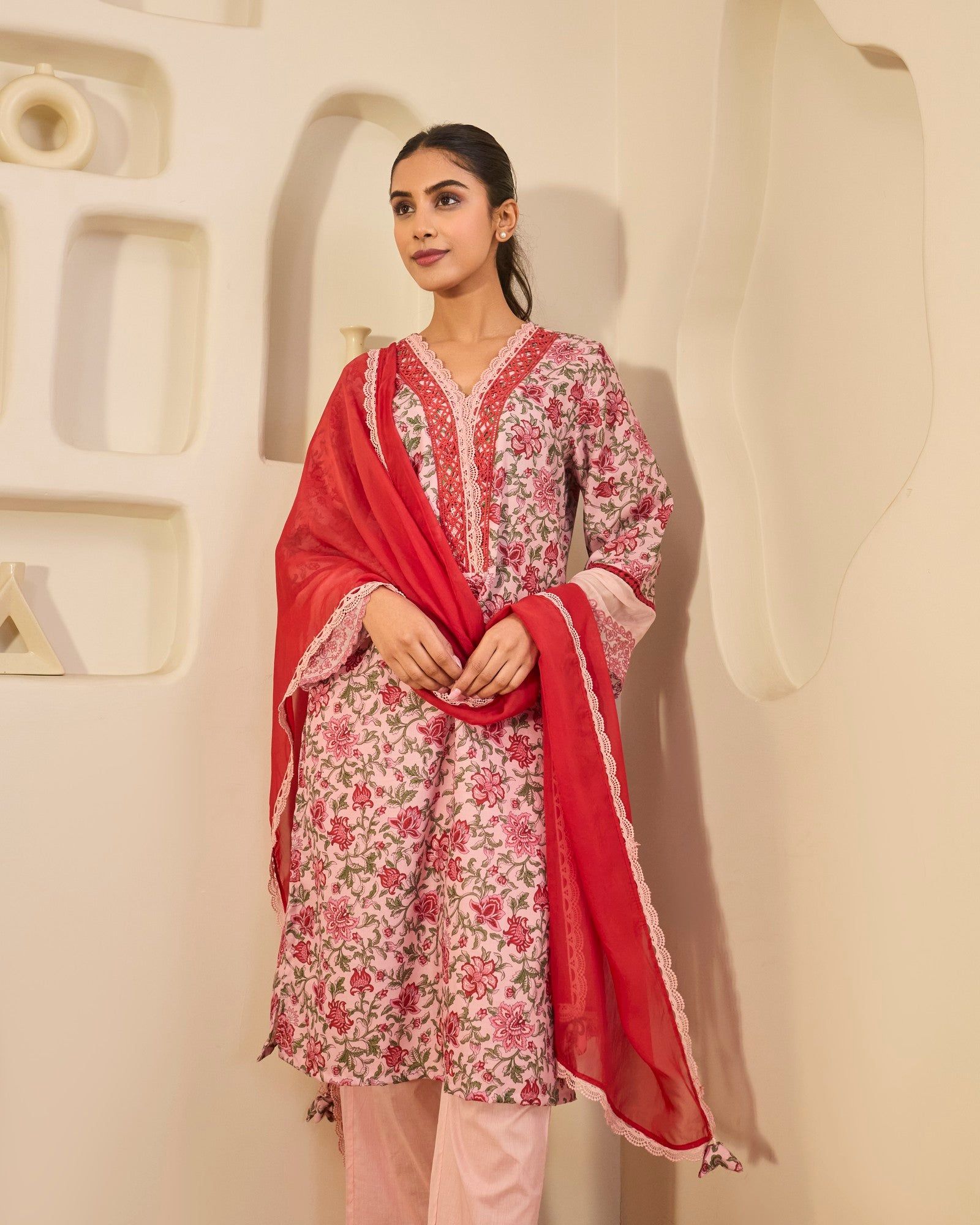 Rosewood Embroidered Kurta-XS / Rosewood