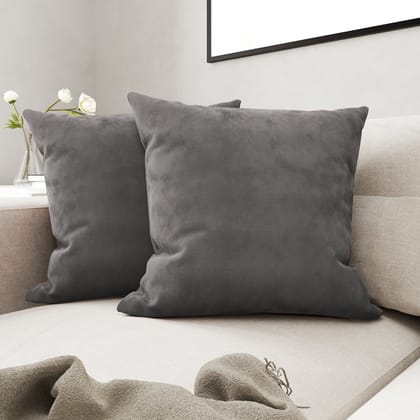 Velvet Cushion Covers - Pack of 2-Grey / 16inchx16inch