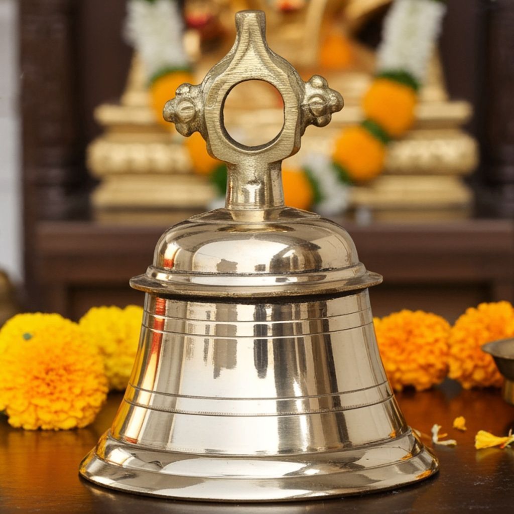 Brass Temple Hanging Ghanta, Hanging Bell, Ghanta 7 KG - Antique Brass Temple Bell for Devotional Space (ZMAS493 L)