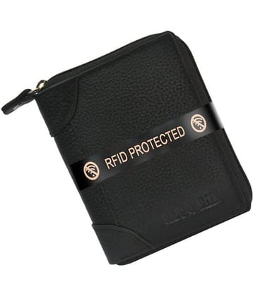 Hide&Sleek RFID Protected Black Genuine Leather Card Holder Zipper Clouser